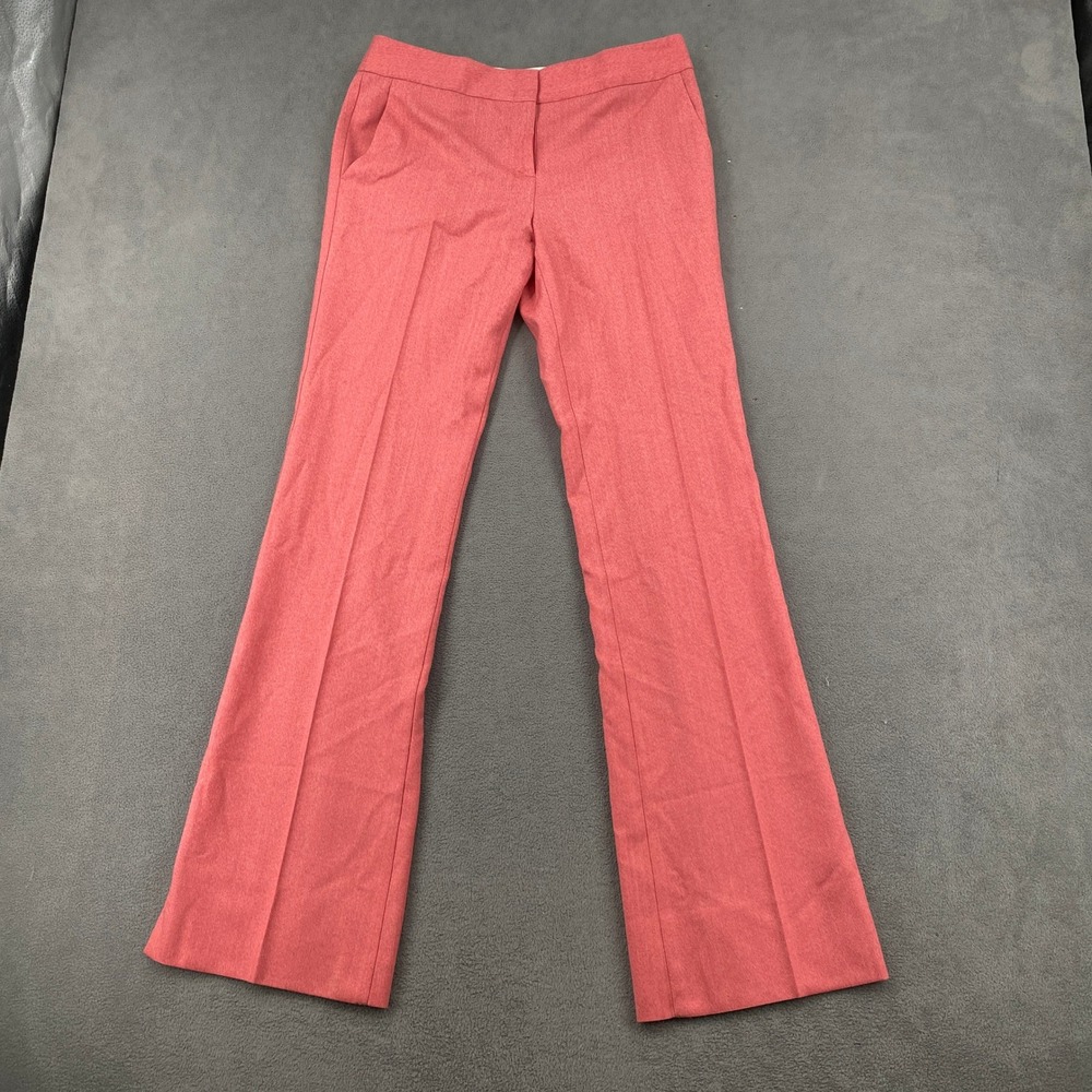 BCBGMAXAZRIA Pink Herringbone Wool Blend Straight Leg Dress Pants Size 4